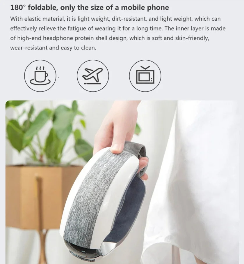 Mijia Smart Eye Massager Music 40 Degree Compress 4 Modes Press Foldable Eye Relax Massager Eye Mask 250603