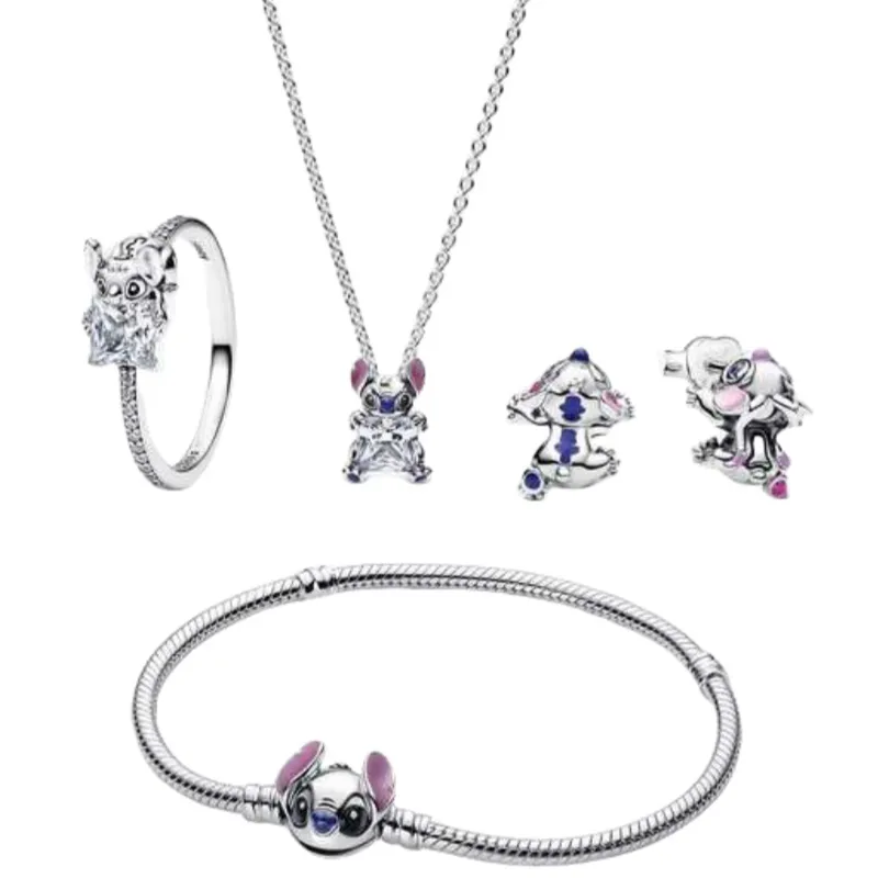 New Bracelets designer necklace earrings rings for women Stitchs Angel Wonderful Cartoon pendant Charms Bracelets Luxury Jewelry birthday gifts with box