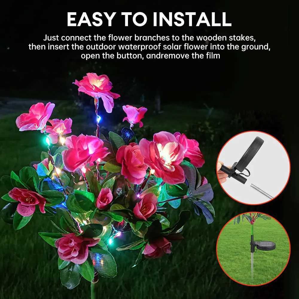 42LED Solar Lawn Lights Azalea Flowers Garden Tree Lights Outdoor Waterproof Landscape Decorative Lamp for Pathway Patio Yard XJ250606