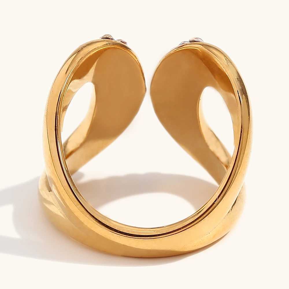 La.Muses Adjustable Creative with Diamonds Ring Stainless Steel Rings Women Fashion Waterproof Daily Jewelry Female Gift W250606