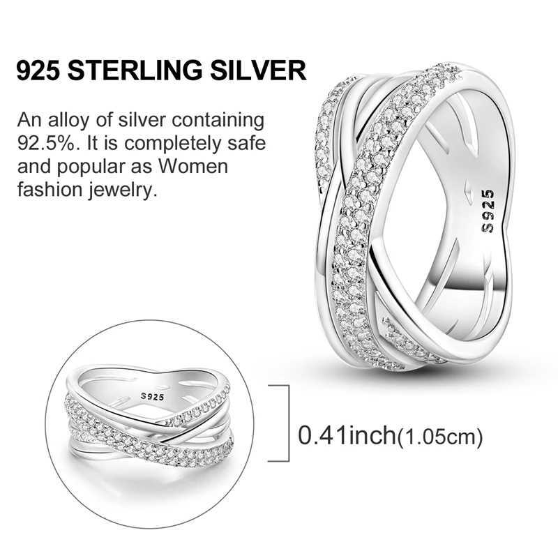 Women Silver Finger Rings for Women Original 925 Sterling Silver Cocktail Ring Geometric Cubic Zircon Heart Wedding Jewelry XJ250606