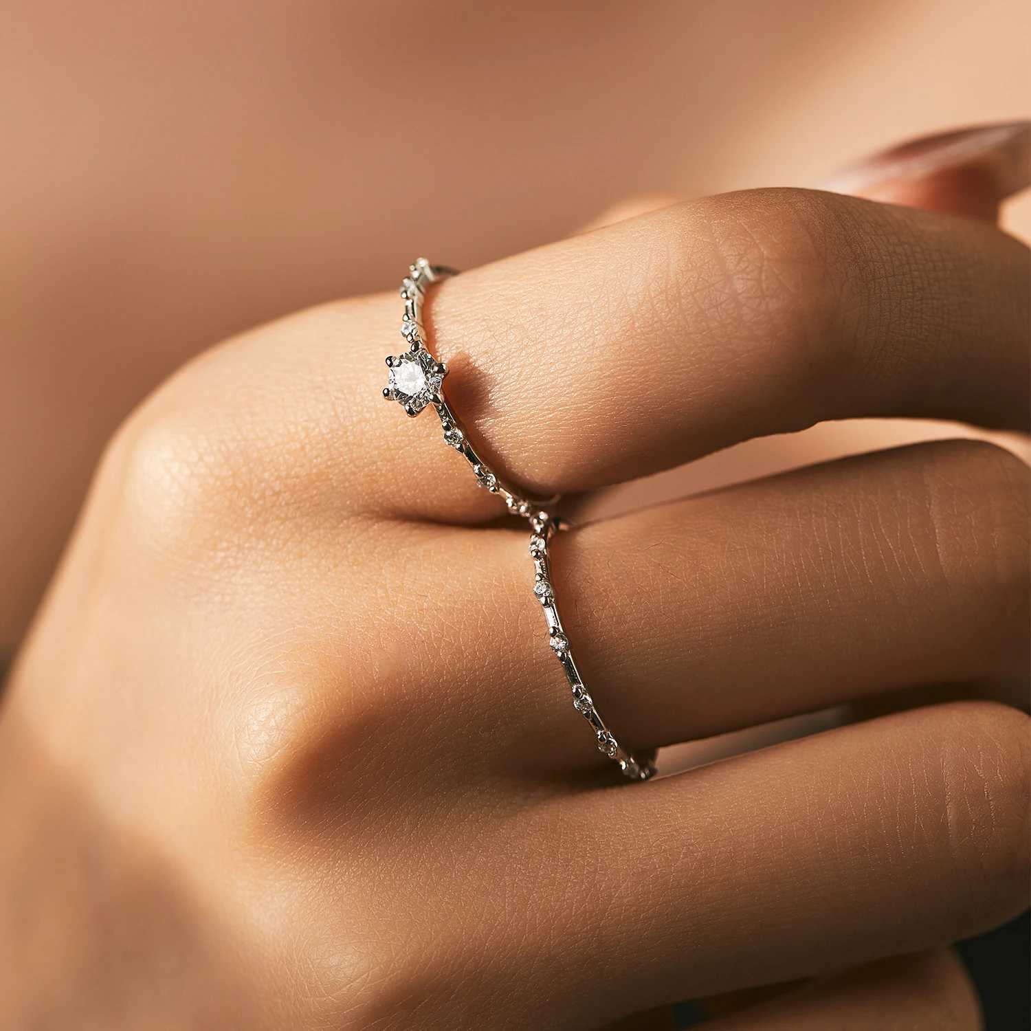 MODIAN D Color Moissanite Wedding Band 925 Sterling Silver Eternity Rings Lab Diamond Stackable Exquisite Jewelry For Women Gift XJ250606