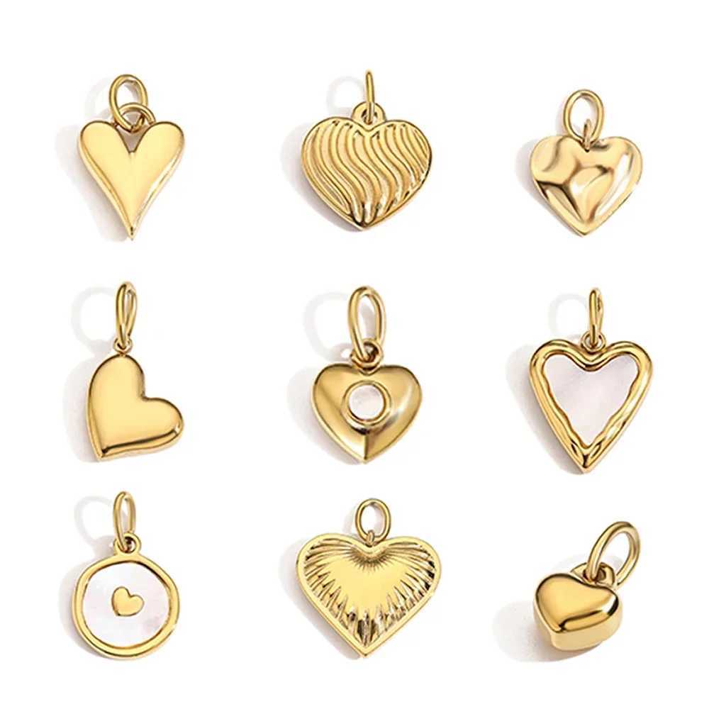 Stainl steel jewelry beautiful heart-shed golden pendant suitable for diy matching of necklace accories charmsXJ250607