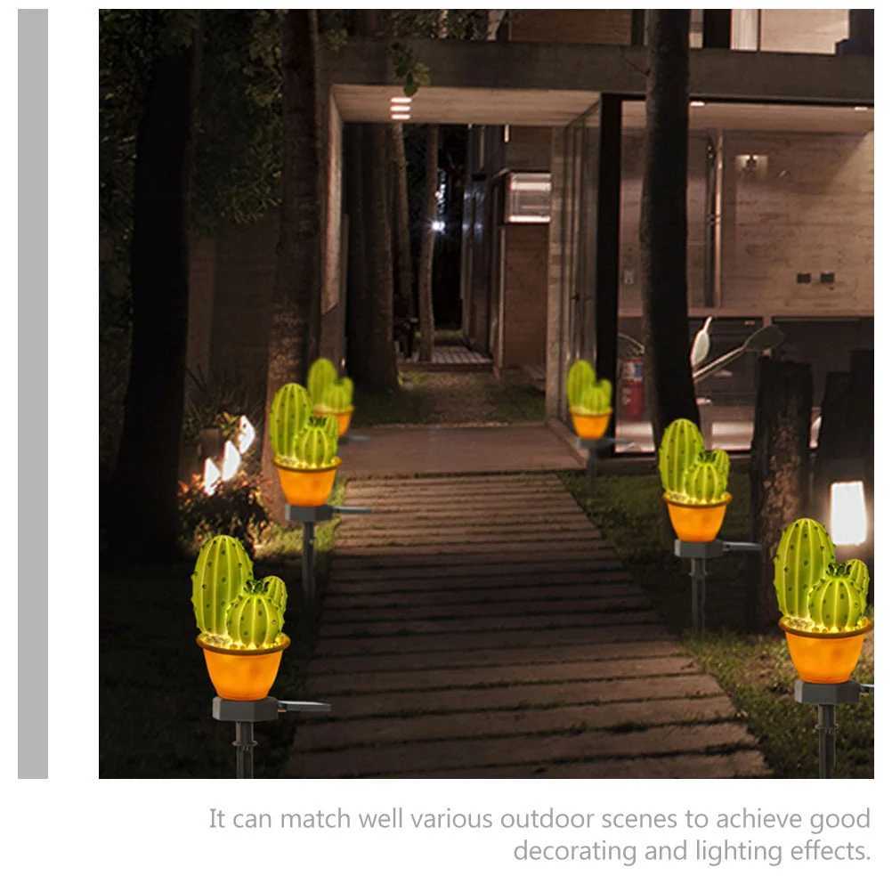 2 Pcs Solar Powered Cactus Pineapple Garden Stake Lights Outdoor Lighting Solar Outdoor Lamp Garden Stick Lamp Yard Decoration XJ250606