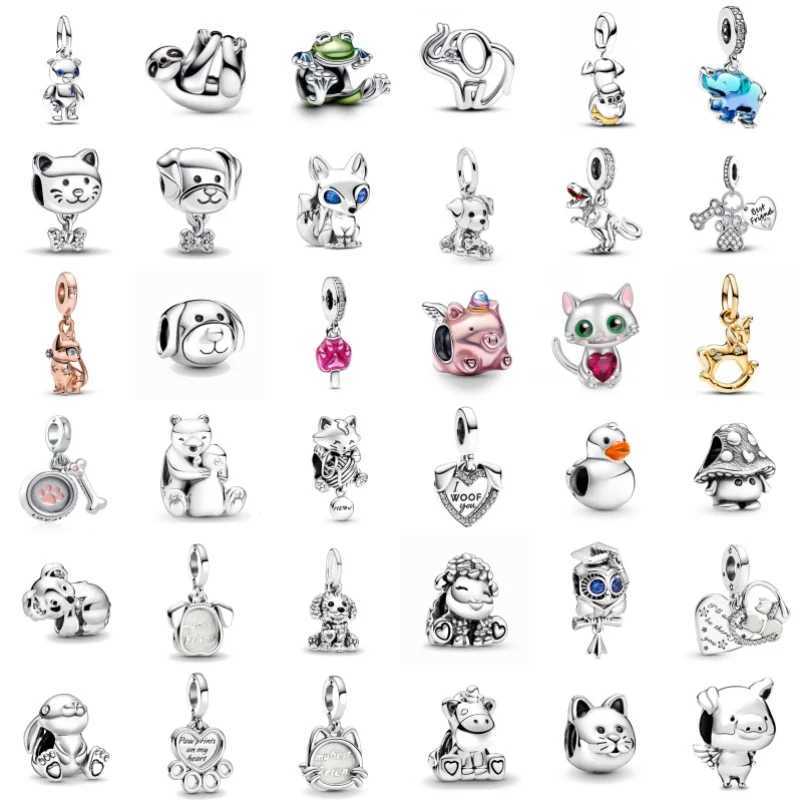 925 Sterling Silver Elephant Charms Frog Dog Beads Cat Pendant Fit Original Bracelets Accessories DIY Jewelry For Women Gift XJ250607