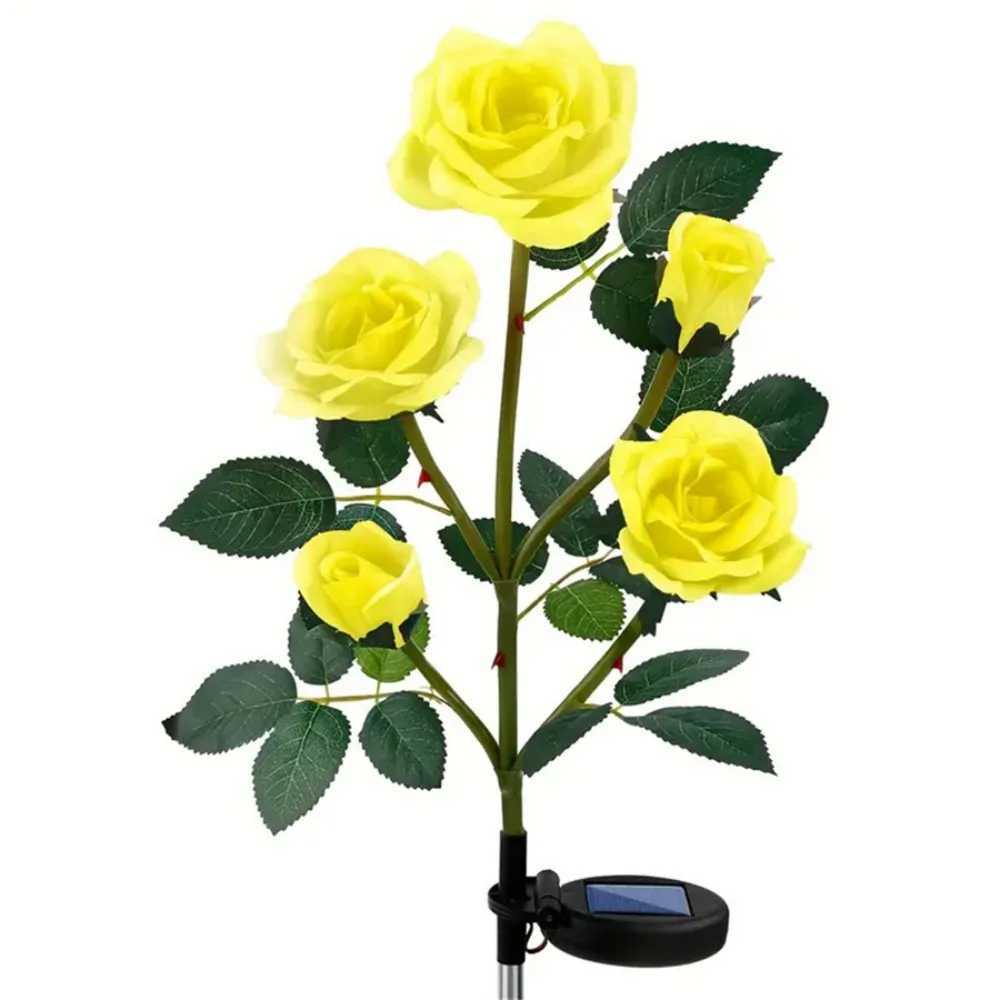 1PC5head outdoor solar waterproof rose lamp available in red yellow white blue and pink suitable for garden courtyard decoration W250607