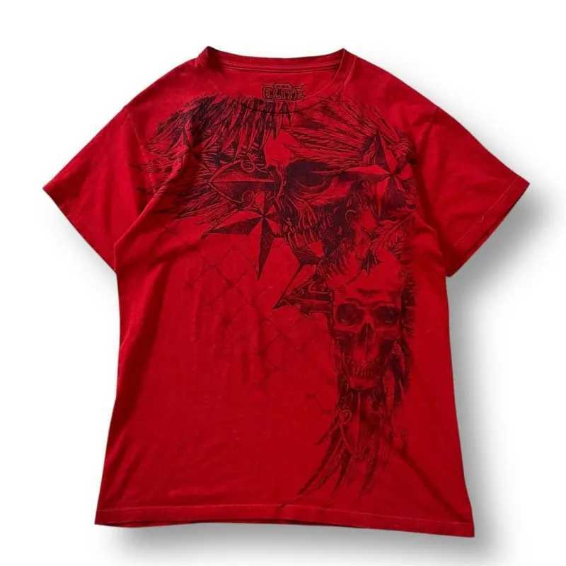 Gothic Fashion Demon Skull Pattern Casual Loose T-shirt Men Street Hip-hop Retro Harajuku Y2K Punk Oversized Short-sleeved Women W250607