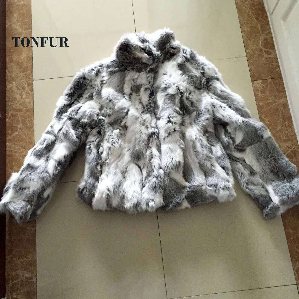 2023 New Women Real Rabbit Mandarin Collar Coat Natural Pure Genuine Whole Skin Jacket Full Pelt Fur Customize WSR61