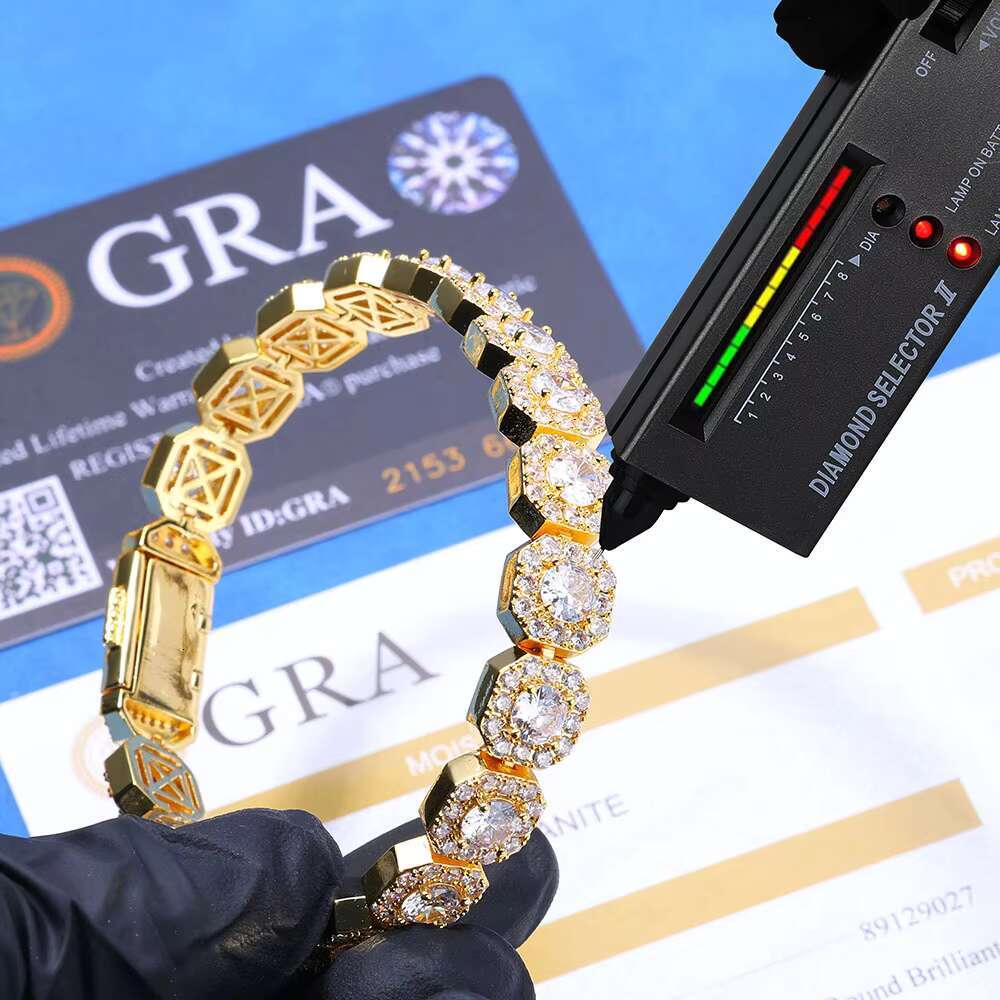 Hip Hop Bracelet Rock Candy Chain S925 Silver Moissanite Bracelet Trend Personality Accessories Mens Bracelet