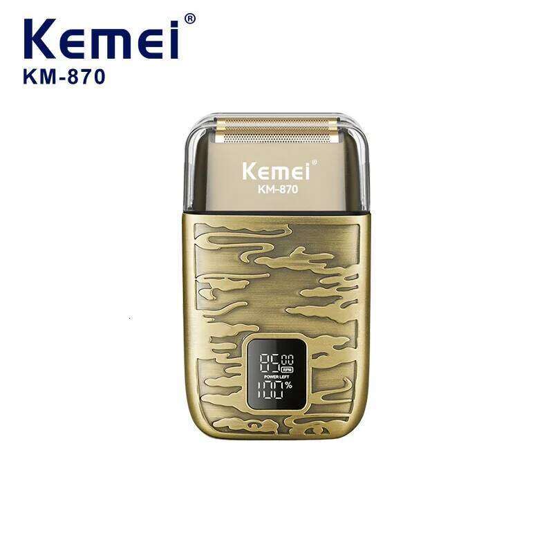 Kemei Km-870 Men's Electric Shaver: 3-Speed Adjustable, USB Rechargeable, Retro Metal Body, Portable Shaving Tool