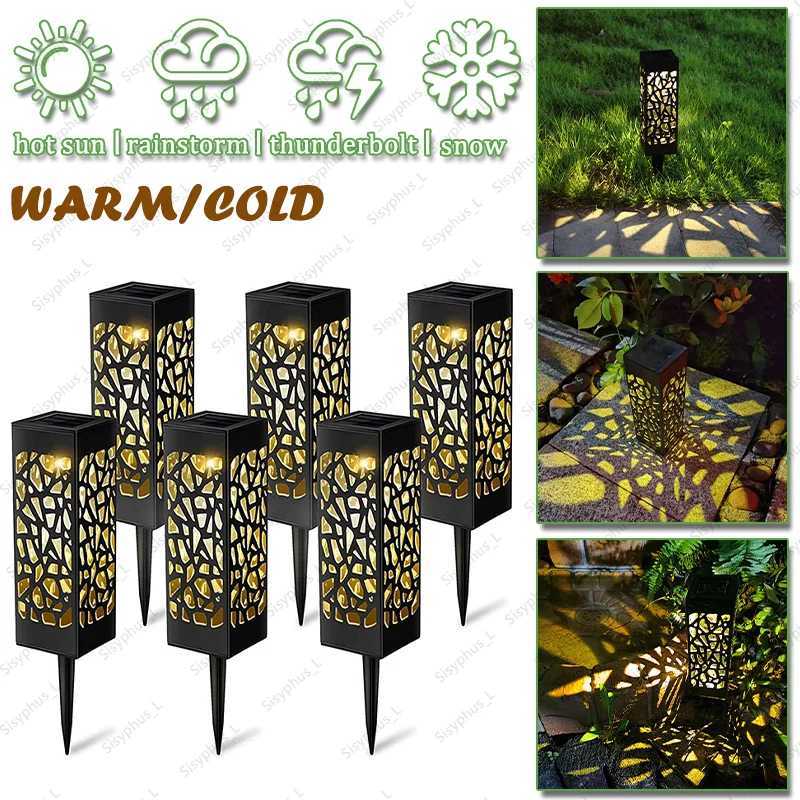 1~8Pcs Solar Powered Hollow Garden Lights Outdoor Waterproof LED Landscape Decor for Yard Pathway Park Warm White Solar LampXJ250606
