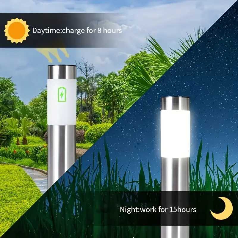 Modern Stainless Steel Solar Pathway Lights Waterproof Outdoor LED Lights Landscape Decorative Lawn Lamps for Garden Walkway XJ250606