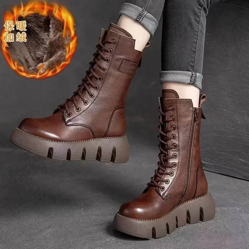 Ddmyoutdoor Plush Warm Thick Sole Boots New Fashion Women S Warm Platform Shoes Female Waterproof Boot Plysj Sko Med Varm Og Tykk Bunn Outdoor Shoes
