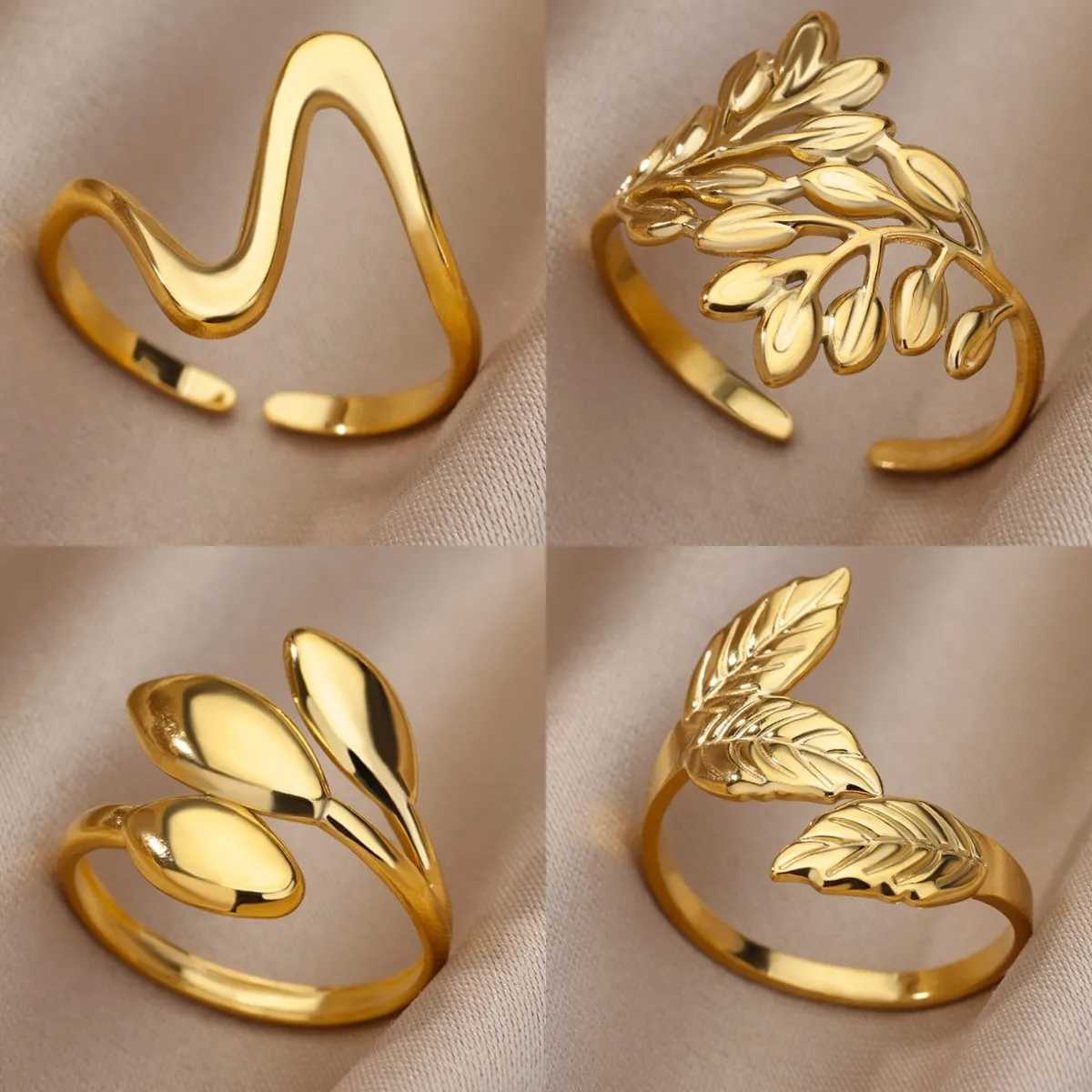 40 Style Rings for Women Stainless Steel Rings Classic Gold Color Adjustable Rings Wedding Aesthetic Jewelry Gift anillos W250606