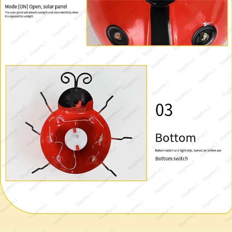 Solar Ladybug Light IP44 Waterproof Outdoor Garden Decor Auto On/Off Insect Lamp for Yard Lawn Patio Pathway Landscape Lights XJ250606