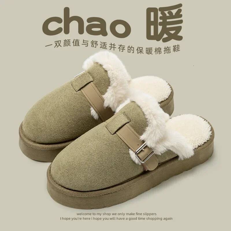 Ddmyoutdoor Women S New Boken Winter Plush Pregnant Home Warm Outdoor Comfort Anti Slip Thick Bottom Cotton Slippers Beach Shoes outdoor shoes