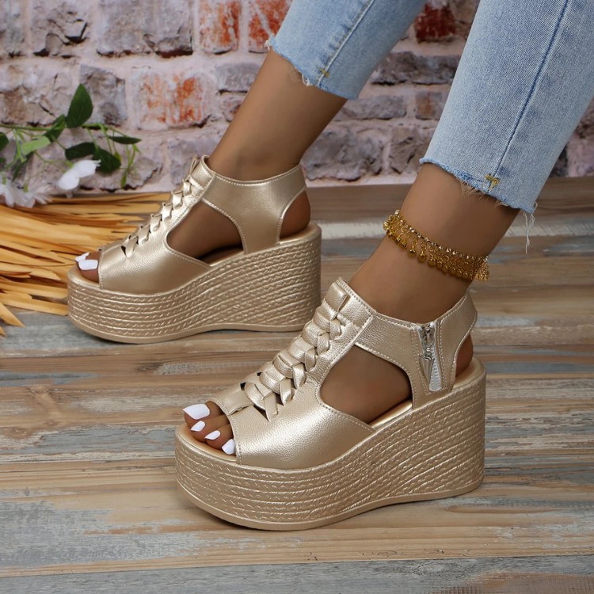 Women Sandals Summer Wedges Platform Sandals Women Sexy High Heels Shoes Peep Toe Open To Walking er Sandals Women 250605
