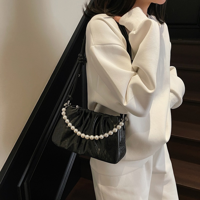 designer High-End Beaded Handbag for Women 2025 New Summer Pleated Cloud Bag Fashion Single Shoulder Crossbody Bag