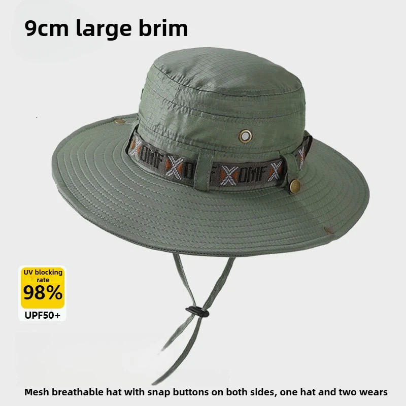 Summer Bucket Hat Outdoor UV Protection Wide Brim Panama Safari Hat Mesh Fisherman Beach Cap for Hiking Cycling Fishing Hat 250605