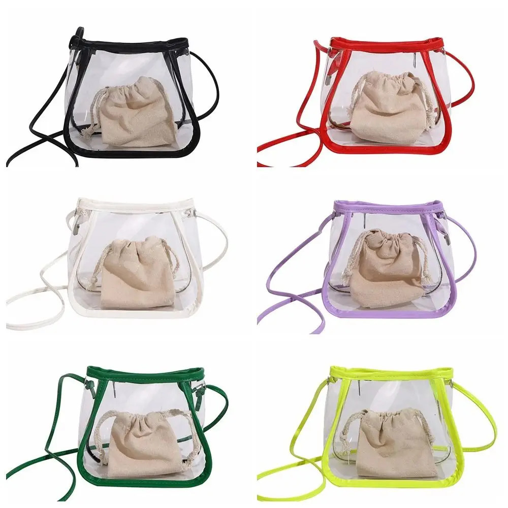 Creative 2 in 1 Clear Crossbody Bag Portable Waterproof shoulder bag Casual PVC Womens Bag Commuting 250606