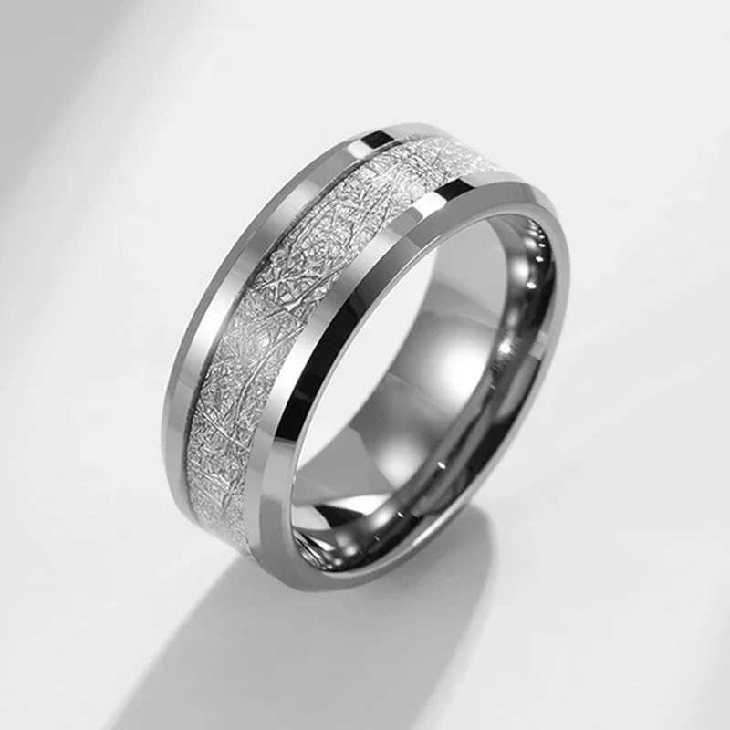 4/6/8mm Stainless Steel Wedding Ring Silver Color Polished Meteorite Ring For Men Women Couple Jewelry Proposal Commitment Ring XJ250606