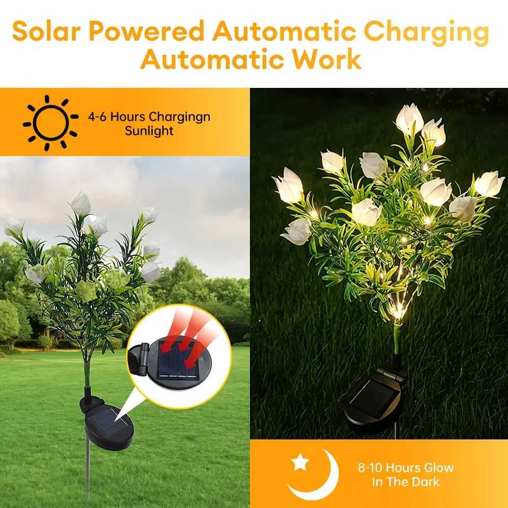 1/2/3/4pc 11-Flower Solar LED Gardenia Lights Outdoor Garden Decor Automatic Light Sensor for Patio Lawn Yard Solar Garden LightXJ250606