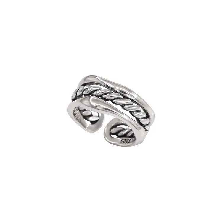 New in 925 Sterling Silver Weave Adjustable Rings For Women Wedding Engagement Luxury Jewelry AccESSories Moneys 925XJ250606