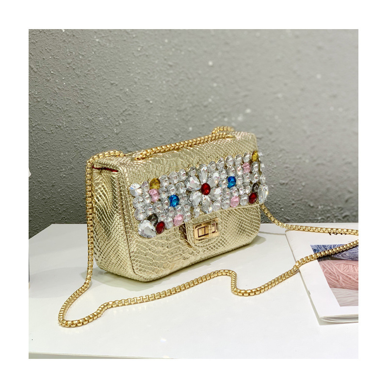 New Snake Pattern Diamond Bag Single Shoulder Crossbody Bag Crystal Gemstone Hot Mom Bag Flower Sequin Chain Bag Rhinestone Bag New Free Delivery Desi