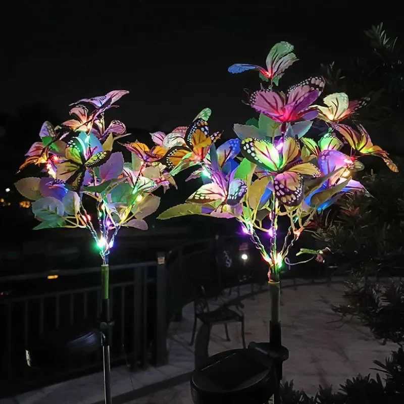 Outdoor Butterfly Sunflower Simulation Festoon Solar LED Lawn Lamp Home Garden Summer Landscape Lighting Wedding Fairy Lights W250607