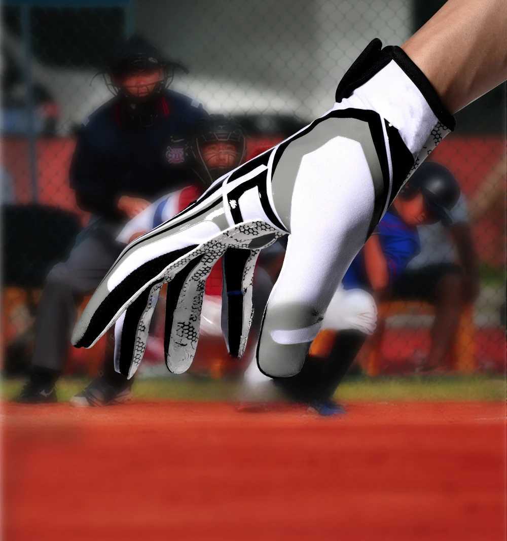 1Pair American Football Rugby Gloves Non Slip Breathable Full Finger Sports Gloves Baseball Soccer Adjustable Wristband Gloves XJ250606