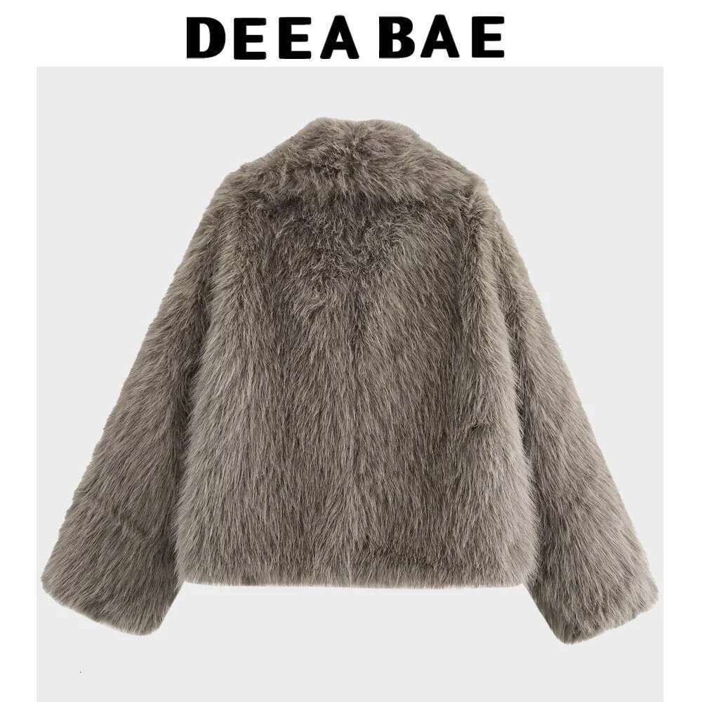 DEEABAE European And American Style Autumn New Women's Loose Casual Long Sleeved Artificial Fur Effect Short Coat