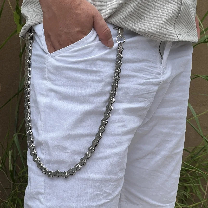 Japanese Trend Thick pants chain Hip hop punk style Essential for Going Out Bicycle chain style Jeans waist decoration 250530