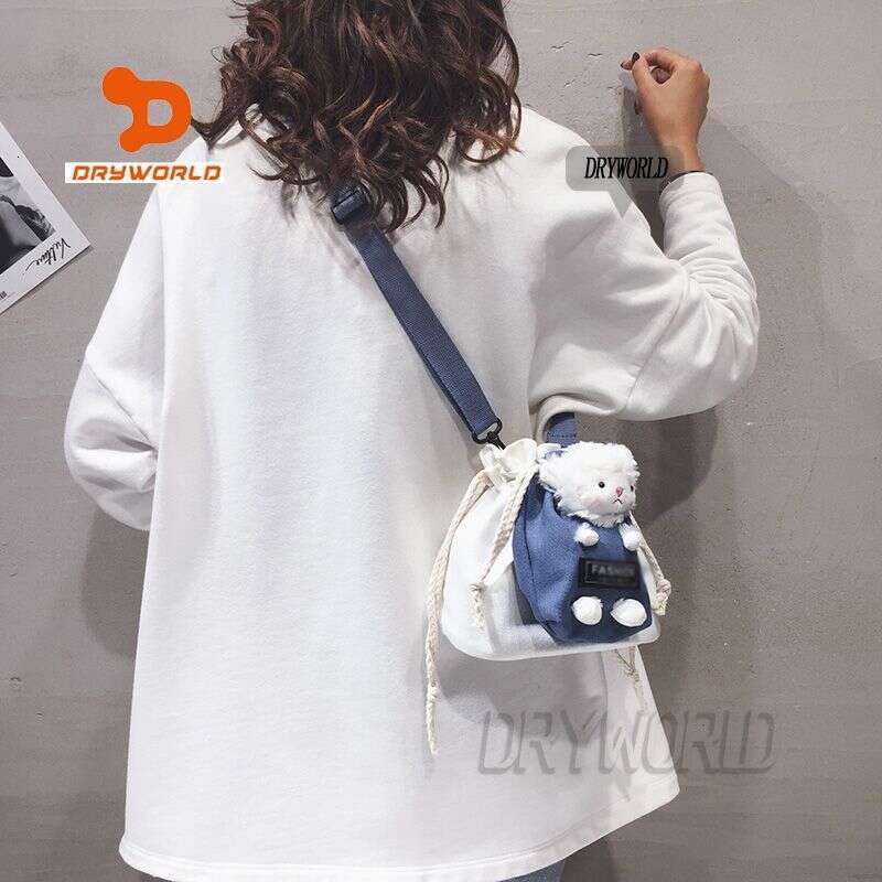 Cute Little Sheep Canvas Crossbody Female Students New Single Shoulder Bag Ins Style for Girls