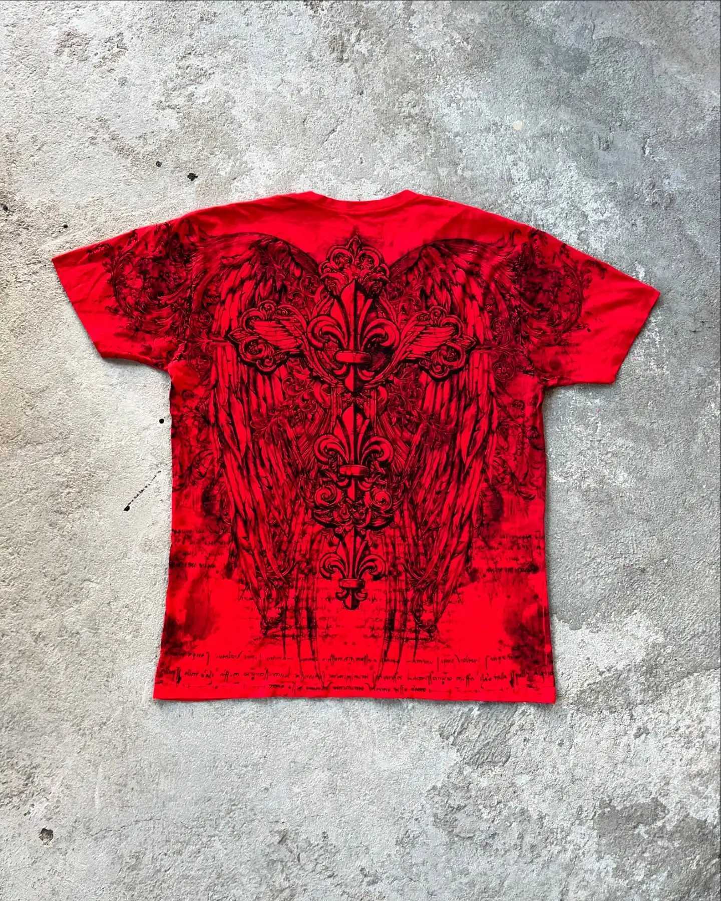 Konflic Mens Y2K Gothic Oversized T-Shirt Dark Skull Angel Print Mayhem Gaga Style Grunge Streetwear Cotton Short W250607