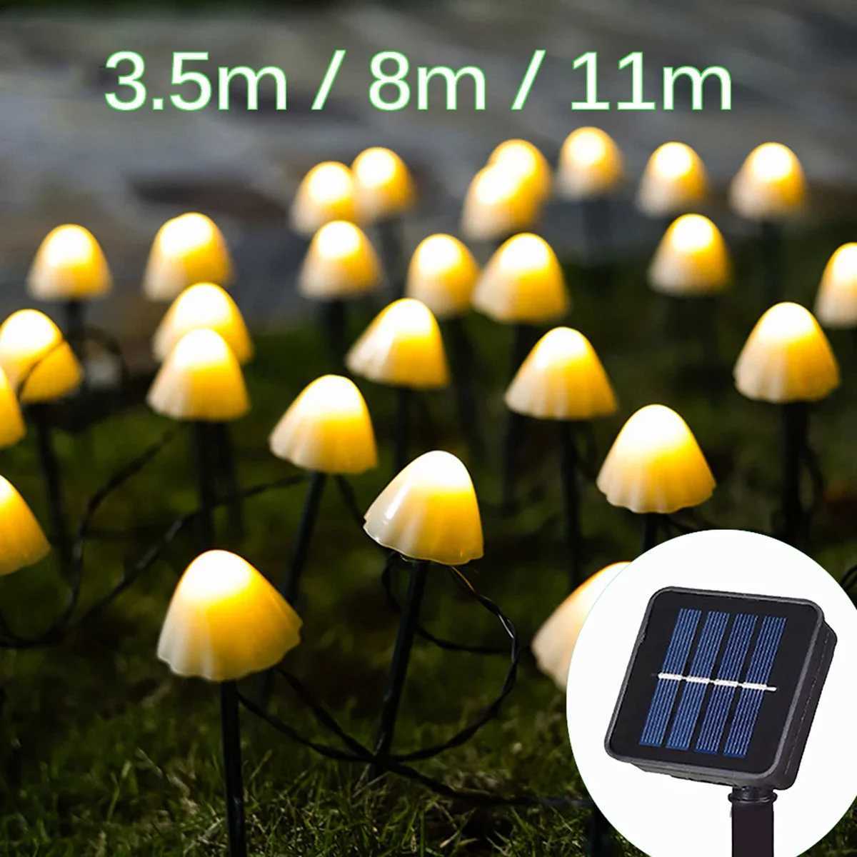 Solar Lights String Mushroom Lawn Fairy Lights LED Solar Lamps Outdoor For Garden Patio Terrace Path Landscape Decoration Lamps W250607