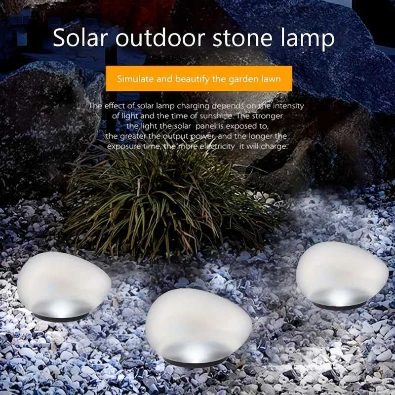 1 PC White Frosted Glass Solar Ground Lamp Outdoor Waterproof Solar Pebble Light Wireless Decorative Garden Lawn Lamp XJ250606
