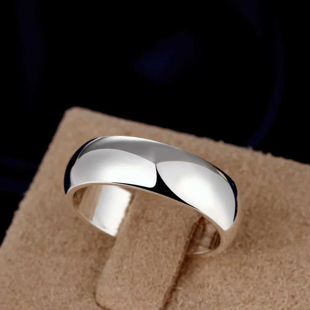 High Quality 925 Sterling Silver Rings Fashion Simple Round Circle Rings For Women Party Jewelry Size 5 6 7 8 9 10 XJ250606