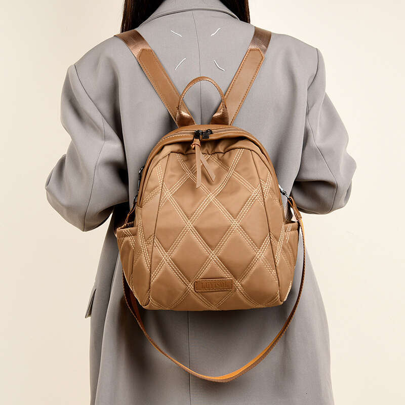 Korean Style Fashion Trendy Stylish Quilted Simple Solid Color Women's Bag New Travel Backpack Trend