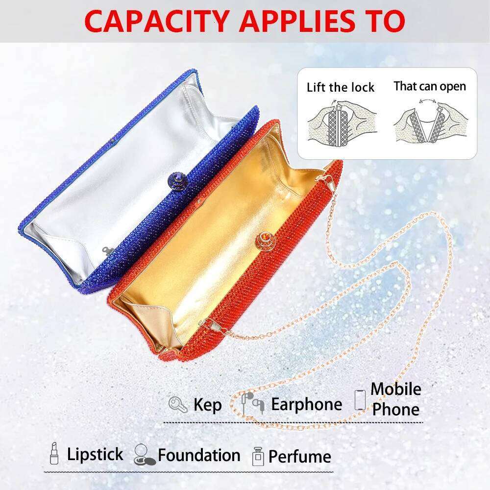 2025 Women gold sier Black Crossbody Bags Wedding Bridal Purse Party Night Clutch Stone Crystal Rhinestone Evening Bag