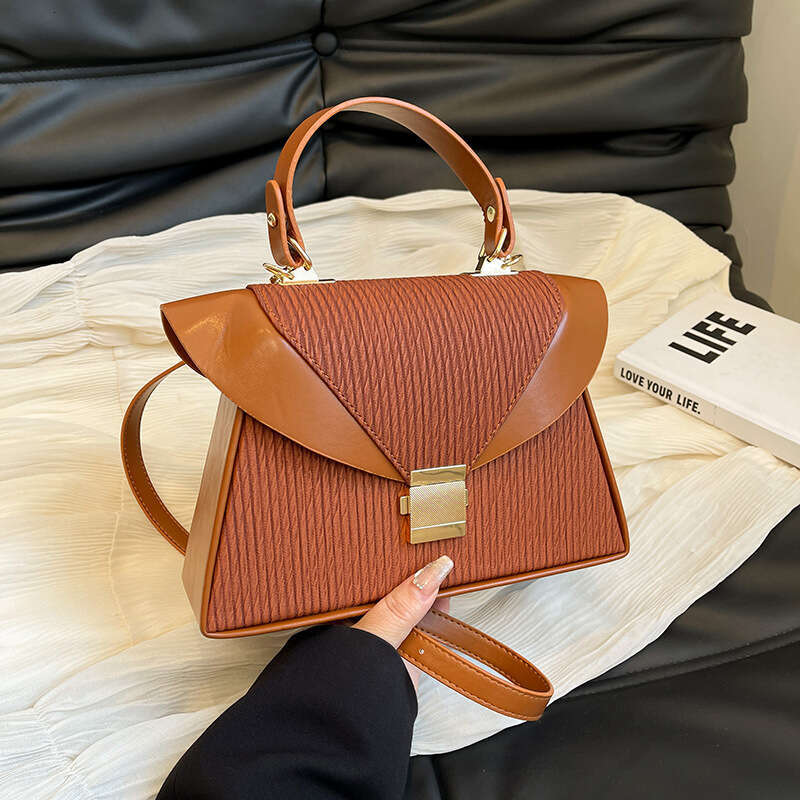 High-End Handbag for Women New Niche Fashion Stylish Shoulder Simple Color-Block Crossbody Bag