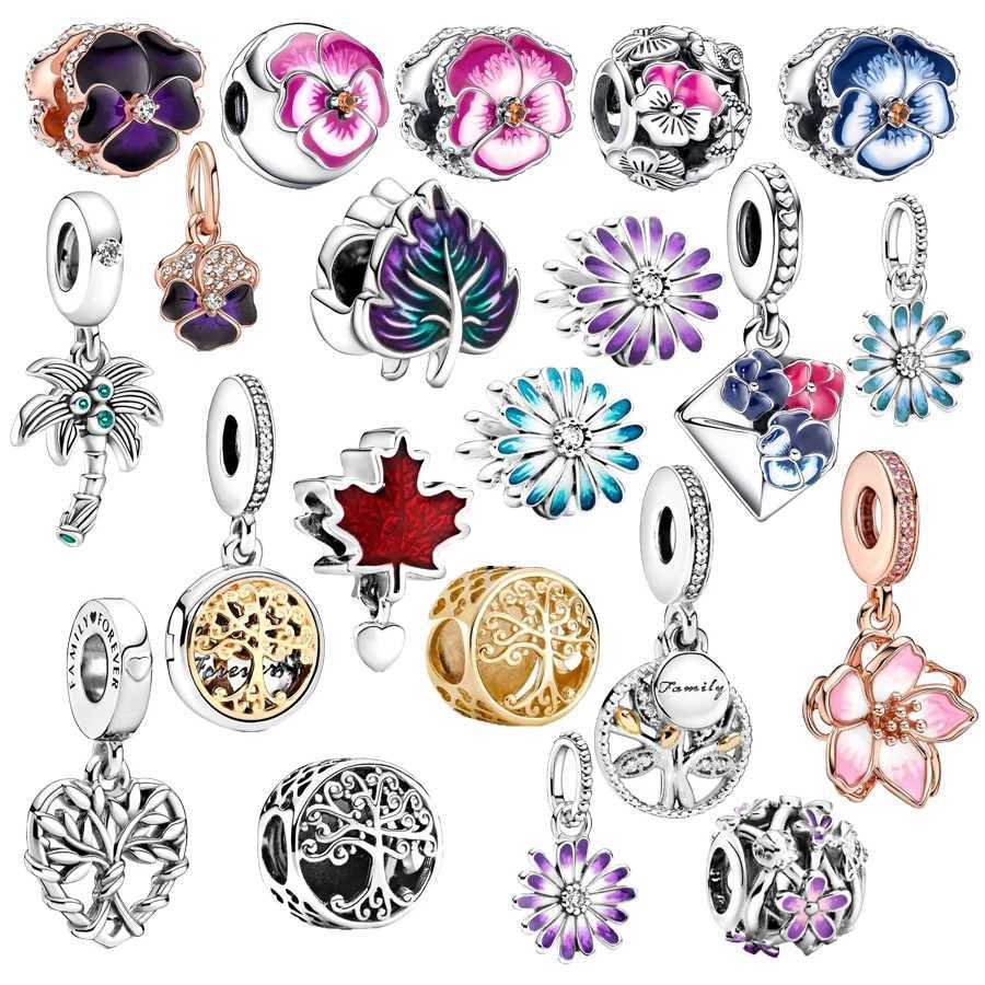 Hot Sale Authentic Enamel Flower Series Charm Beads Fit Original 925 Sterling Silver Bracelet DIY Women Jewelry Fashion Gift XJ250607