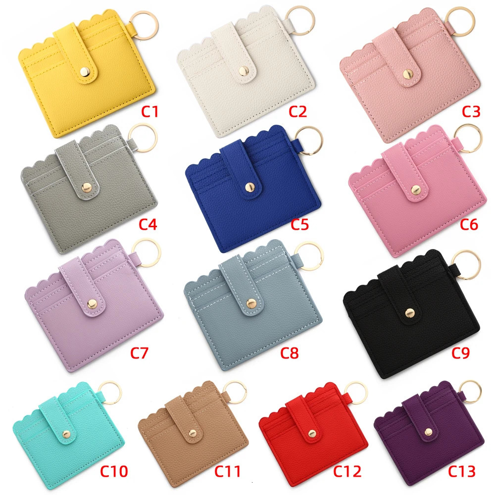 PU Leather Leopard Colorful Green Pink Golden Champagne Pattern Plaid Lattice Key Buckle Bank Student Bus ID Card Holder 250605