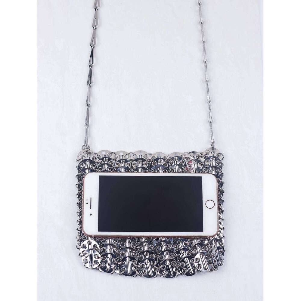 Popular metal sequins with large capacity mobile phone crossbody chain DIY handmade bag for women's fashion trend