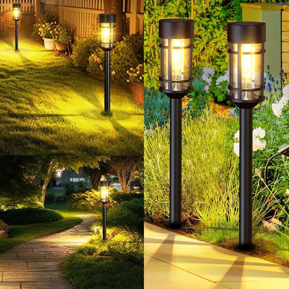 2PCS Solar Pathway Lights Waterproof Upgraded Walkway Landscape Outdoor Driveway Lights for Yard Lawn Patio Garden Decor XJ250606