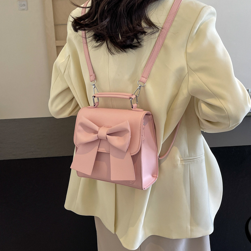 designer Unique Design Bowknot Backpack for Women 2025 New Fashionable Simple Handbag Shoulder Crossbody Double Shoulder Backpack