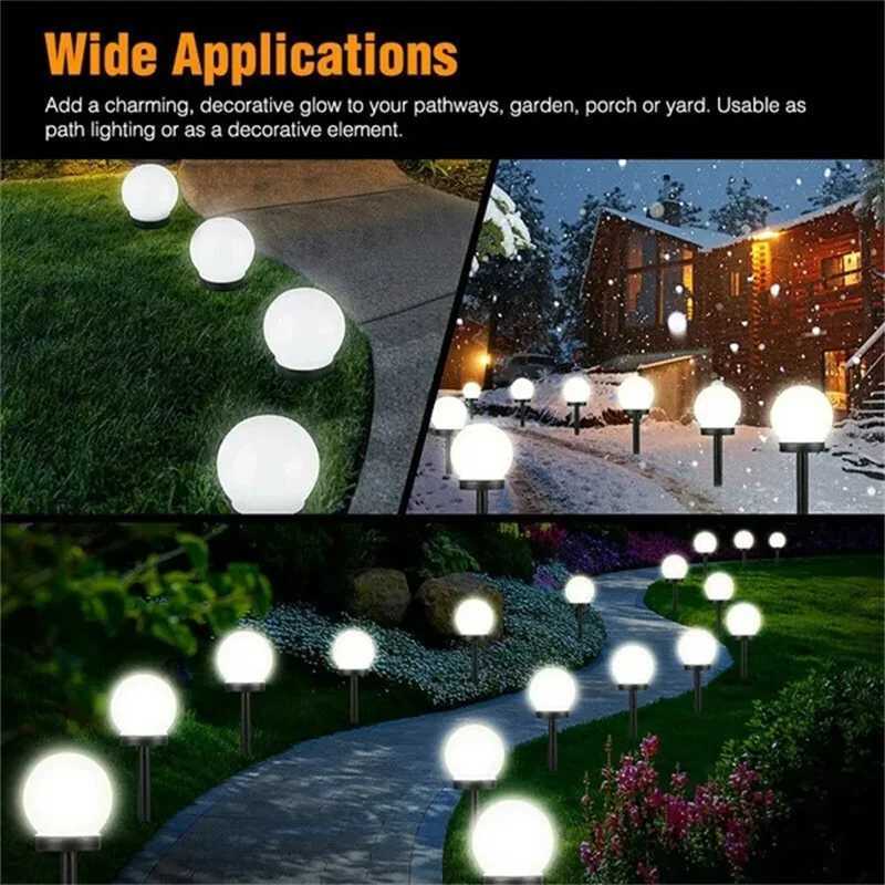 4/2pcs Solar Powered LED Bulb Lamp Energy Light Waterproof Outdoor Garden Light Street Solar Panel Ball Lights Lawn Yard Lamp W250607