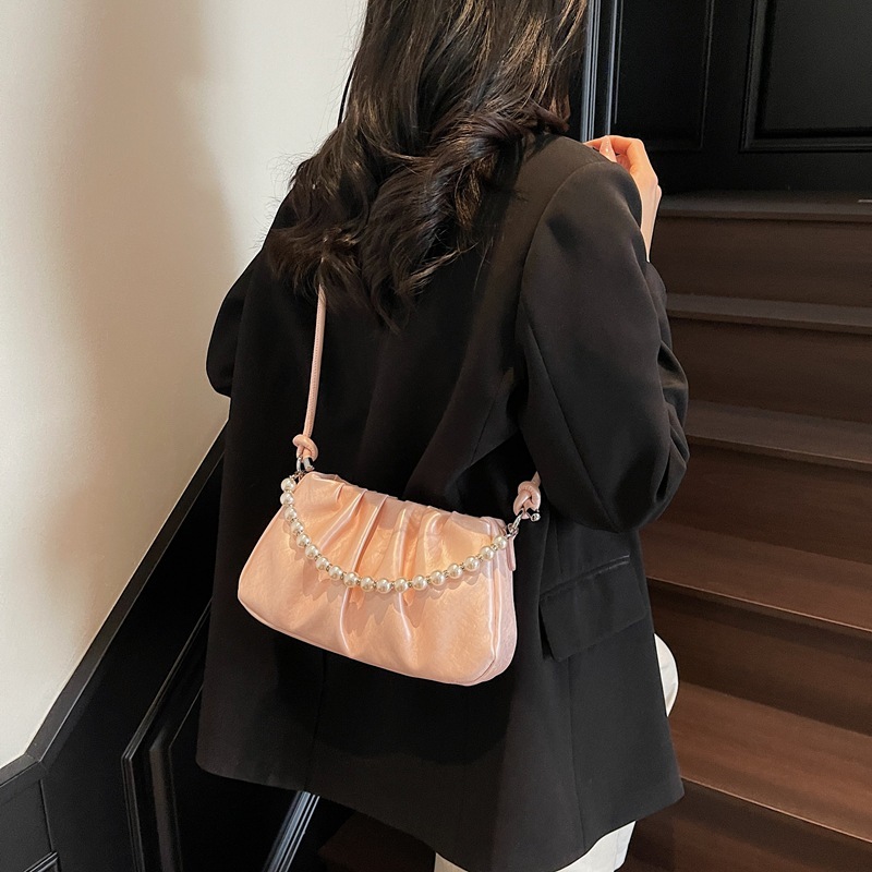 designer High-End Beaded Handbag for Women 2025 New Summer Pleated Cloud Bag Fashion Single Shoulder Crossbody Bag