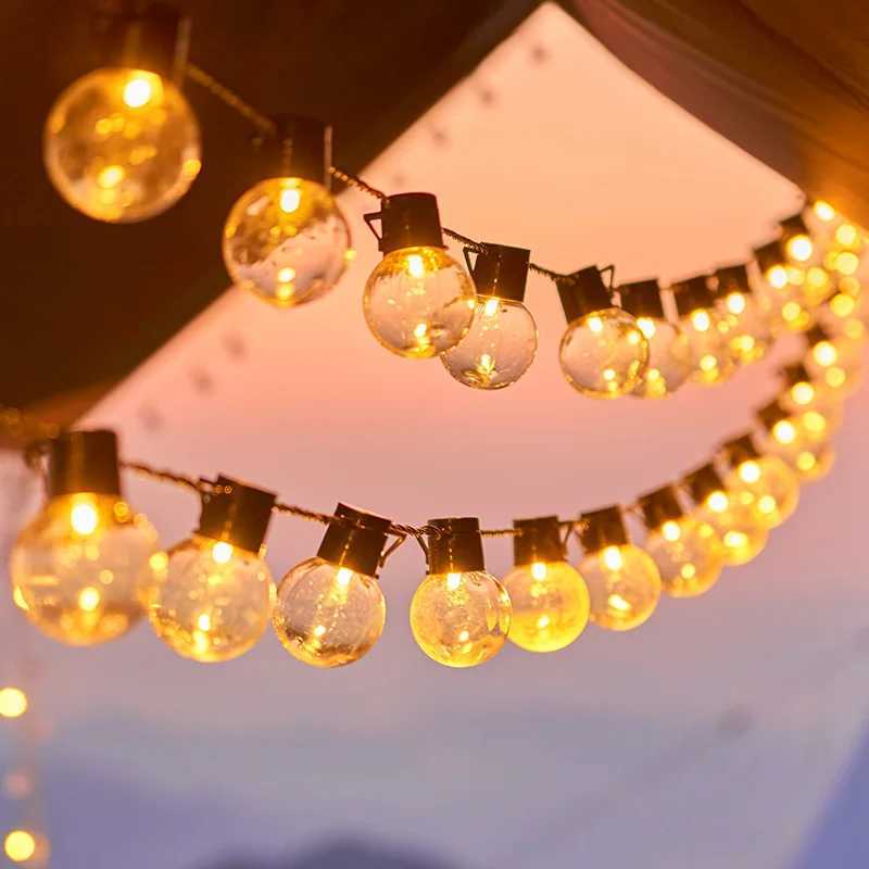 Solar Transparent Ball LED String Lights Outdoor Garden Holiday Decoration Waterproof Light Lamps Home Balcony Lights 1040 XJ250606
