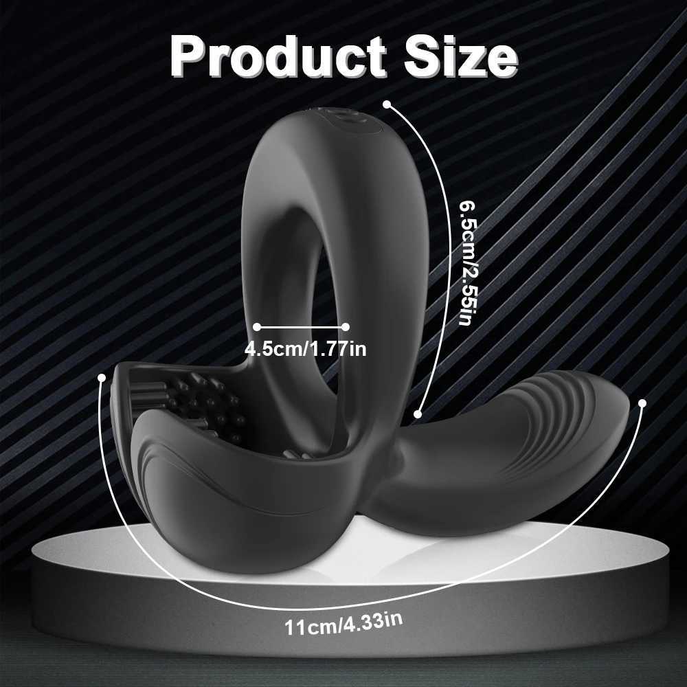 Penis Vibrator for Men Remote Control Cock Ring Ejaculation Delay Testicles Perineum Scrotum Stimulator Sex Toy for Couples Game XJ250607