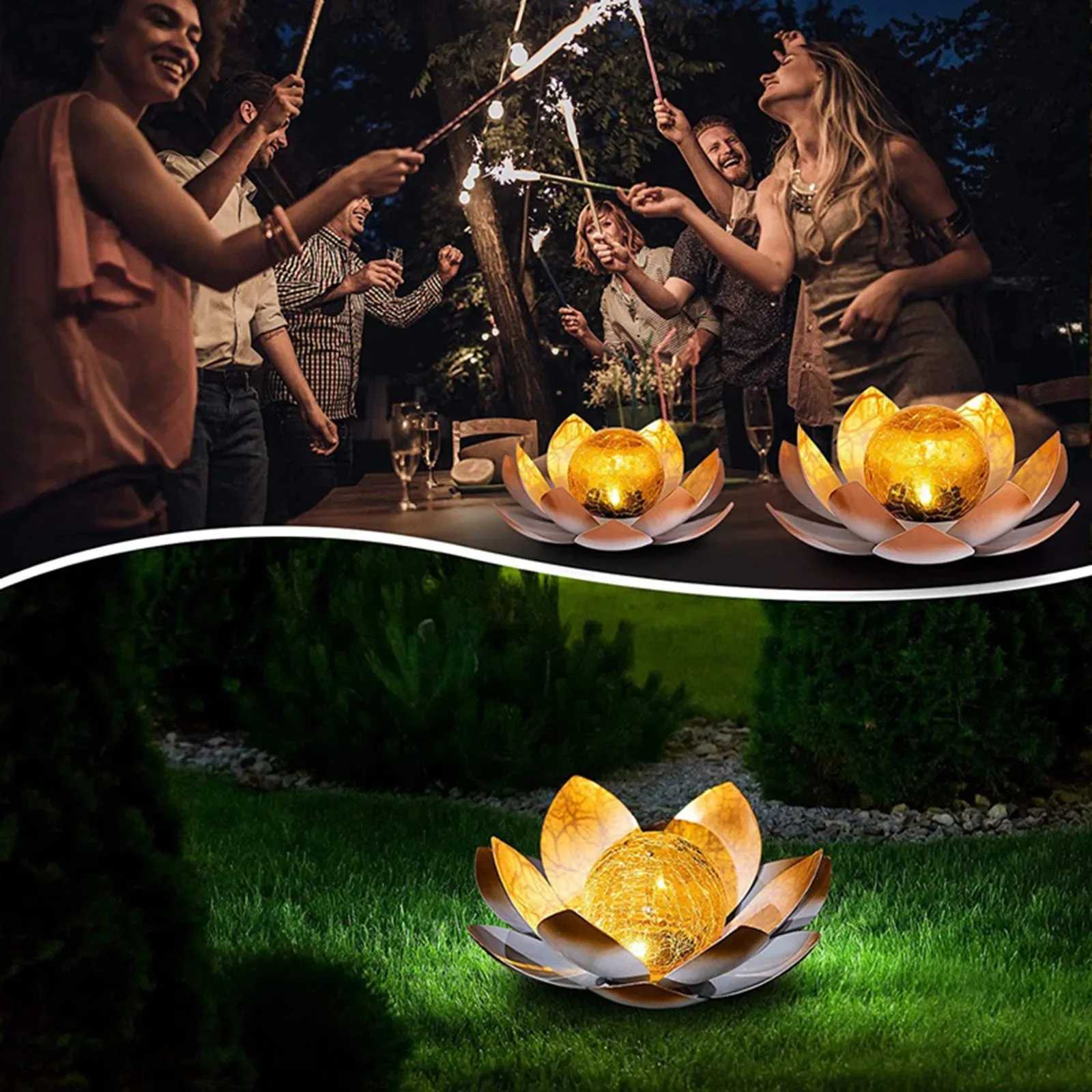 Solar Garden Lights Outdoor Waterproof LED Lotus Solar Lamp Sunlight Yard Patio Lawn Path Driveway Decoration Landscape Lights XJ250606